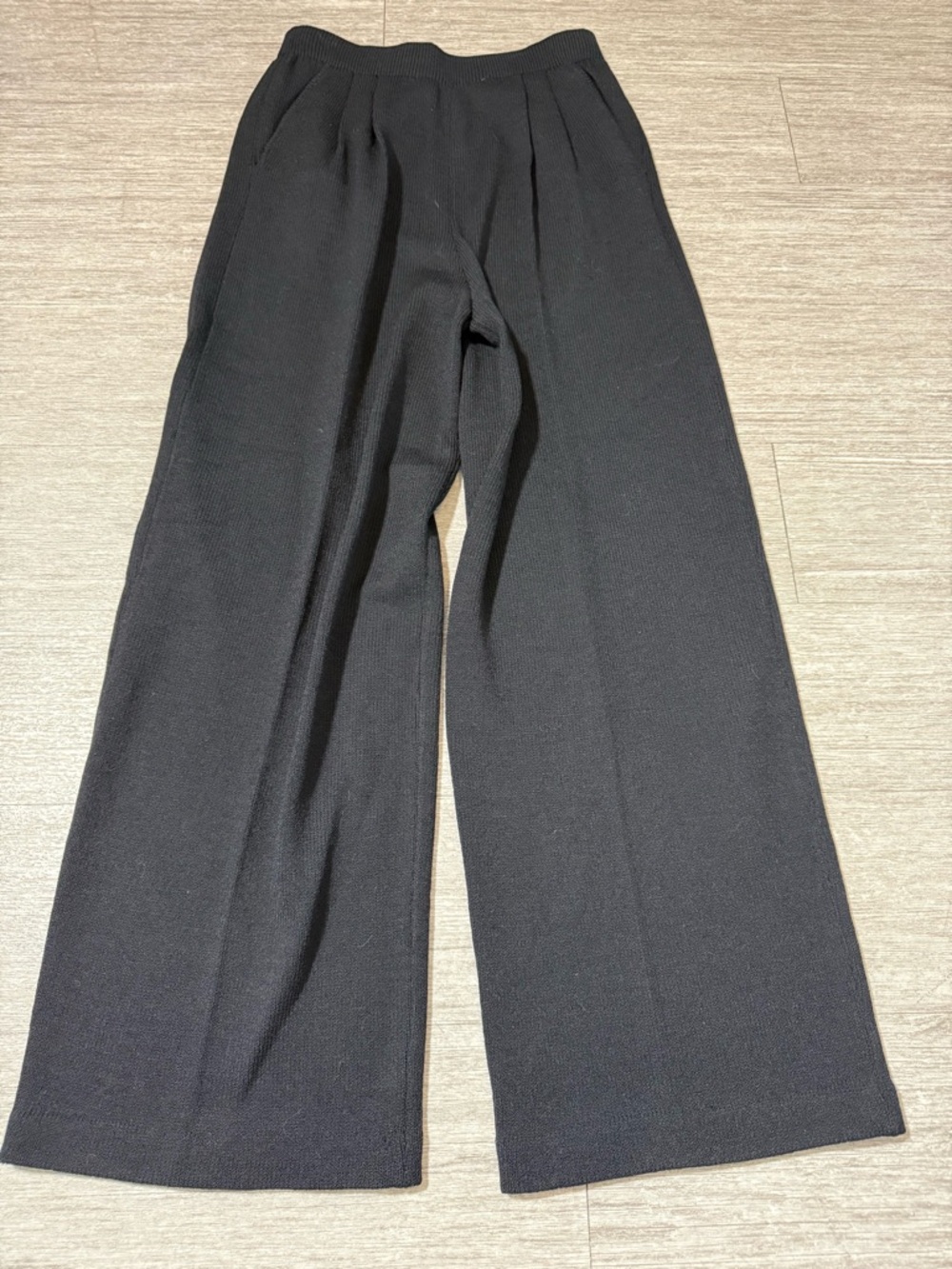 St. John Collection Knit Wide Leg Pant Black Luxe Minimalist Quiet Luxury Lounge